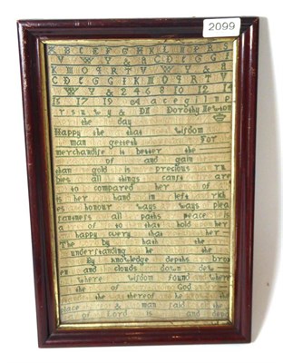 Lot 2099 - George II Framed Needlework Alphabet Sampler Worked by Dorothy Newton, Dated April 10, 1747,...