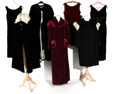 Lot 2125 - Assorted 1920s and Later Costume, comprising black velvet opera cape with cream velvet lining...