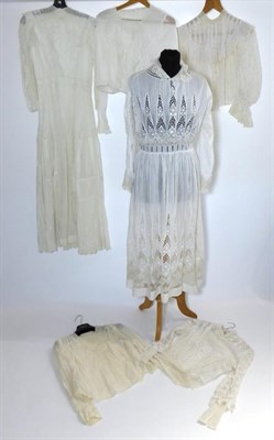 Lot 2131 - Circa 1900 and Later Clothing, including a White Cotton Long Sleeve Blouse, embroidered overall...