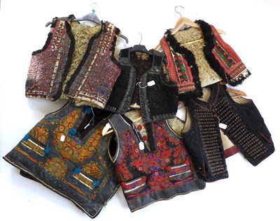 Lot 2173 - Six Early 20th Century Eastern European Waistcoats, some with leather or velvet mounts, many...