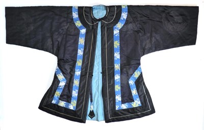 Lot 2179 - Early 20th Century Chinese Winter Blue Figured Silk Jacket, with a bright blue trim woven with...