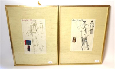 Lot 2184 - Bill Gibb Fashion Illustration, Autumn/Winter (19) 76/77, illustrating a design for a chullo,...