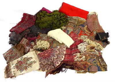 Lot 2193 - Assorted Early Woven Borders From Shawls, including Paisley, Norwich, French and Indian types;...