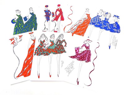 Lot 2200 - A Group of Thirty Three Original Fashion Illustrations, in pen and ink by Roz Jennings, a...