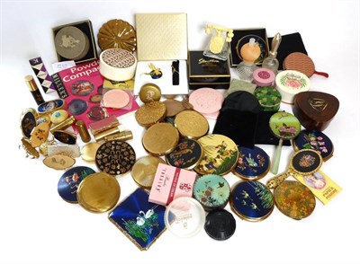 Lot 2203 - Assorted 20th Century Compacts, including Estee Lauder solid perfume dragonfly compact in...