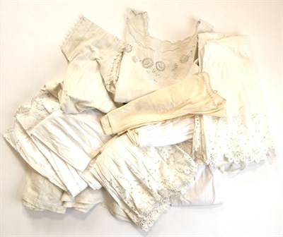 Lot 2206 - Victorian and Edwardian White Cotton Undergarments, including two matching full length flounced...