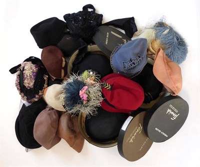 Lot 2220 - Collection of Ladies' Hats and Bonnets, including a black net and sequin bonnet with purple...