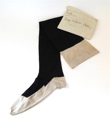 Lot 2234 - A Late 19th Century Single Black and White Silk Stocking Belonging to Queen Victoria, woven...