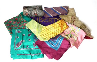 Lot 2254 - Five Assorted Liberty Silk Scarves, in various colours, shapes and designs; together with Two...