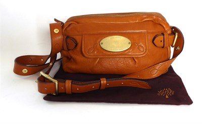 Lot 2262 - Mulberry Hayden Tan Plonge Lambskin Cross Body Bag, with large brass oval fob to front pocket...