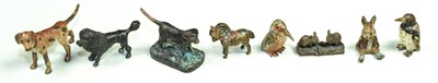 Lot 2017 - Dolls House Miniature Accessories, comprising a cold painted bronze miniature figure of a...