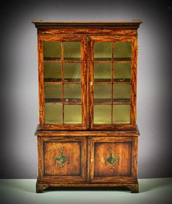 Lot 2028 - Tarbena Miniatures Regency Style Painted Glazed Bookcase, with silk lining, glazed doors...