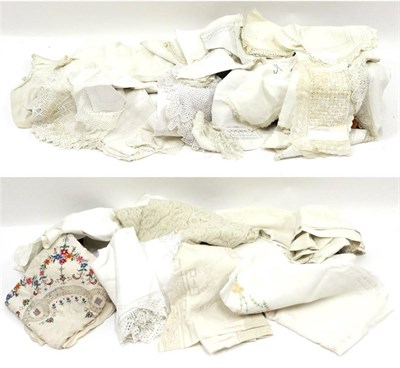 Lot 2039 - Assorted 19th Century and Later Cotton and Linens, including mainly table linen with crochet...