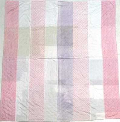 Lot 2049 - Late 19th Century Strippy Quilt, with panels of pink and mauve cotton, pieced pink cottons to...