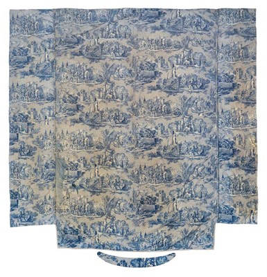 Lot 2072 - Early 19th Century French Blue and White Toile De Nantes Bed Cover, printed in the Life of Joan Arc