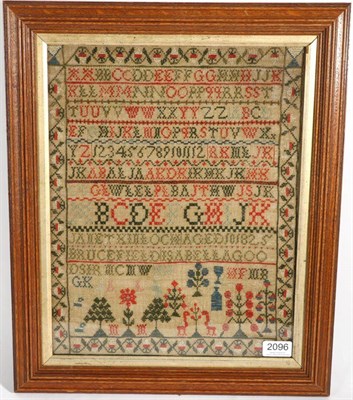 Lot 2096 - A 19th Century Scottish Alphabet Sampler by Janet Kinloch, aged 10, 1825, Brucefield, worked in...
