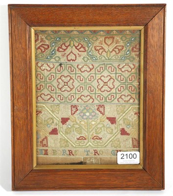 Lot 2100 - A 17th Century Needlework Band Sampler, by Ann Borrett, Dated 1646, worked in green, red,...