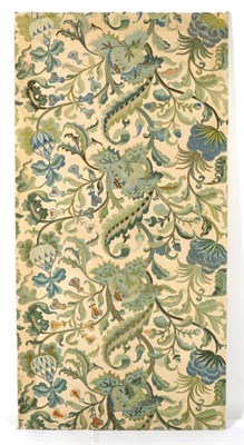 Lot 2102 - A 20th Century Crewel Work Style Panel, of floral design in mainly green and blue, with printed and