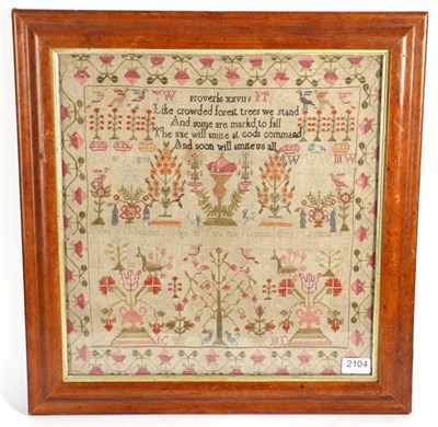 Lot 2104 - A 19th Century Scottish Sampler by Helen Whitehead, Bridge of Earn, 1829 with central proverb...