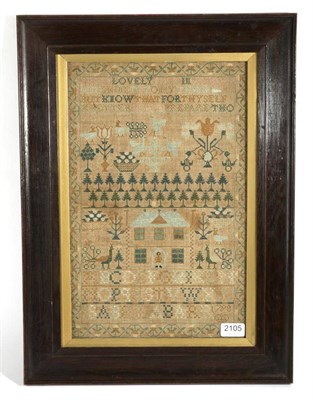 Lot 2105 - An 18th Century Sampler by Isabella Barr, Dated 1798, worked on linen in a variety of stitches,...