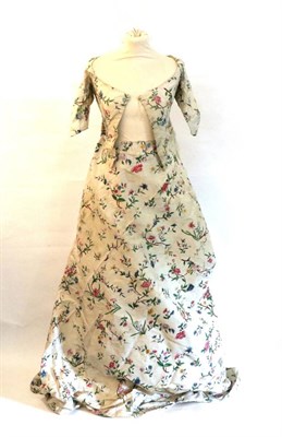 Lot 2108 - Late 18th Century Dress Remnant, constructed from Chinese cream silk hand painted for the...