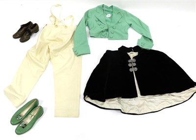 Lot 2126 - Edwardian Page Boy Outfit in Regency style, comprising green wool jacket with faux double...