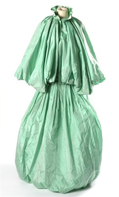 Lot 2131 - Circa 1940/50s Sea Green Silk Strapless Dress, with ruched bodice, long gathered skirt with...