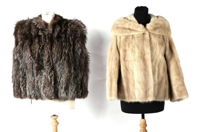 Lot 2132 - Silver Fox Fur Evening Capelet; and a Moray Glasser Glasgow Cream Mink Fur Jacket, with shawl...
