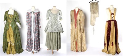 Lot 2133 - Assorted 20th Century Theatrical Costume comprising an 18th century style green floral open...