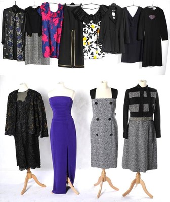 Lot 2146 - Assorted Circa 1960s and Later Costume, comprising Peter Barron black and tweed dress with...