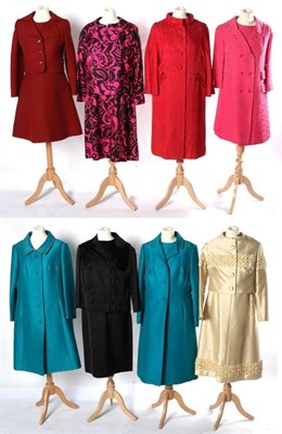 Lot 2154 - Assorted Circa 1960s and Later Suits, comprising Frank Usher textured pink sleeveless dress and...