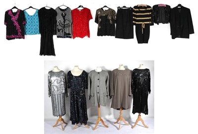 Lot 2163 - Assorted Circa 1960s and Later Sequin and Beaded Evening Tops, Jacket, Skirts and Dresses,...