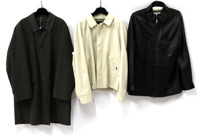 Lot 2164 - Three Gent's Modern Jackets, comprising a Alfred Dunhill black leather zip up jacket, (size M);...