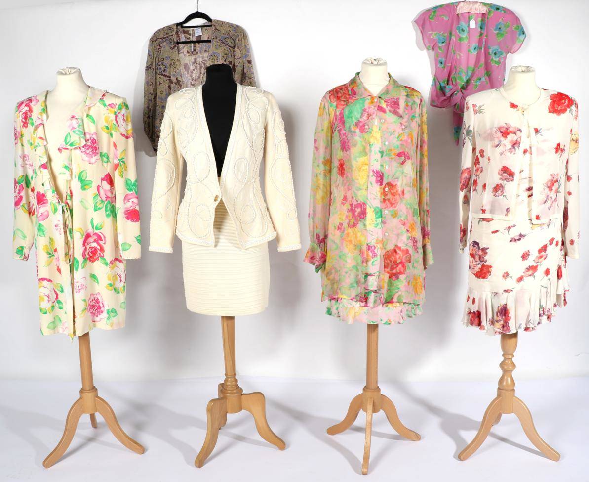 Lot 2176 - Group of Modern Summer Clothing, comprising a Chloe sheer floral tie front top, with ruched...