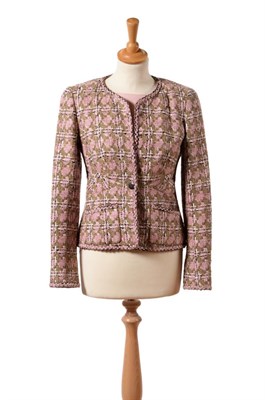 Lot 2178 - Chanel Pink, Beige & Brown Woven Jacket, Circa 1990s, woven predominately in cotton and silk...
