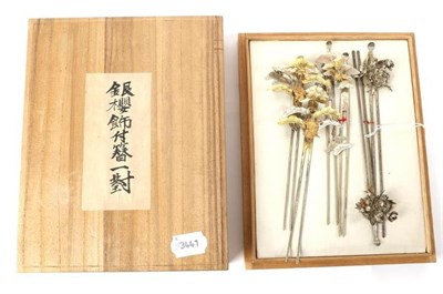 Lot 2179 - Circa 1930s and Later Japanese Kanzashi, including a pair with open petal flower heads and...