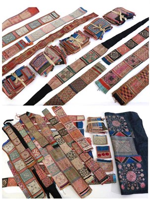 Lot 2187 - Quantity of Central Asian Assorted Cut Squares and Straps/Panels decorated with appliquÅ½ and...