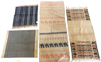 Lot 2202 - Early 20th Century Indonesian Ceremonial Cloth from Lombok, woven in peach and blue in a band...