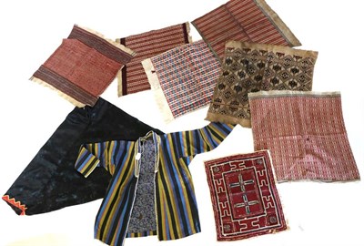 Lot 2203 - Six Assorted Indonesian Ceremonial Woven Cloths, mainly worked in red and white, in geometric...