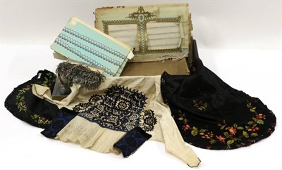 Lot 2218 - Assorted Costume Accessories including an Eastern European cotton bonnet appliquÅ½d with blue...