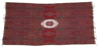 Lot 2228 - 19th Century Scottish Wool Paisley Shawl, with a cream oval to the centre, 168cm by 335cm