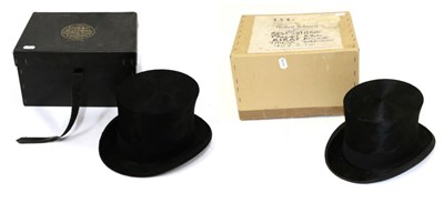 Lot 2234 - Scott & Co Black Silk Top Hat, in a Herbert Johnson card box; Another Scott & Co Black Silk Top...