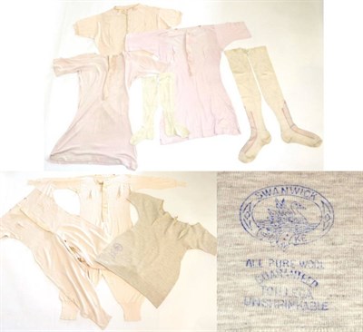 Lot 2244 - Undergarments and Stockings Made by Elliott of Swanwick Derbyshire, comprising a pink silk all...