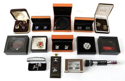 Lot 2251 - A Group of Gent's Contemporary Designer Cufflinks and Bracelets, comprising a pair of Simon...