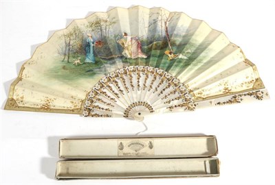 Lot 2257 - A Late 19th Century/Early 20th Century Mother-of-Pearl Fan, the sticks and guards pierced and...