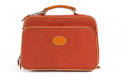 Lot 2273 - Mulberry Red Scotchgrain Leather Vanity Case, trimmed in tan leather, with various zipped...