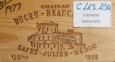 Lot 30 - Chateau Ducru Beaucaillou 1998, St. Julien, owc (twelve bottles)  Stored at Playford Ross,...