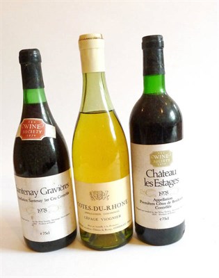 Lot 159 - Chateau Les Estages 1978,  Premier Cotes de Bordeaux, bottled and shipped by the Wine Society...