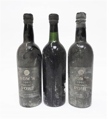 Lot 194 - Dow 1960, vintage port, (x2), Dow 1963, vintage port, no label, identified from wax capsule...