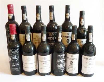 Lot 242 - A Mixed Case of 1977 Vintage Port including Dow (x2), Warre (x2), Graham (x2), Gould Campbell (x2)